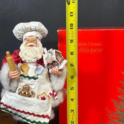 LOT 133B: Two Vintage Possible Dreams Clothtique Santa Figurines w/ Box