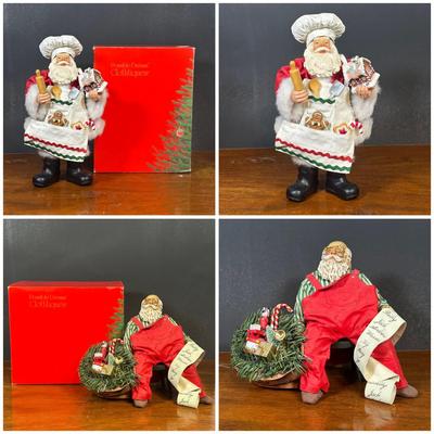 LOT 133B: Two Vintage Possible Dreams Clothtique Santa Figurines w/ Box