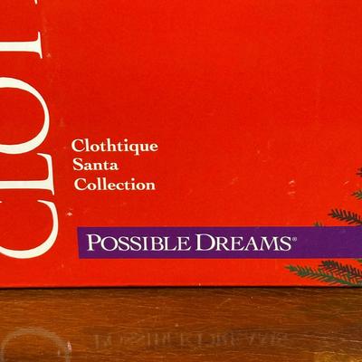 LOT 133B: Two Vintage Possible Dreams Clothtique Santa Figurines w/ Box