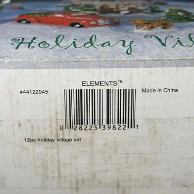 LOT 134B: Vintage Elements 12 Piece Holiday Village Set w/ Box