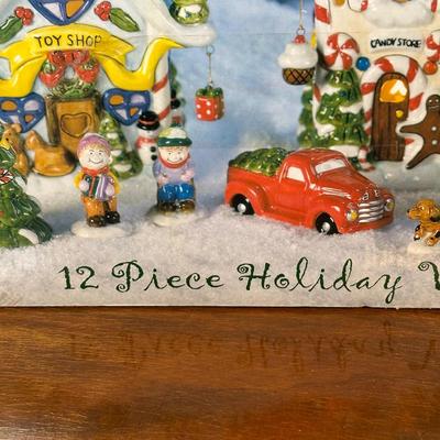 LOT 134B: Vintage Elements 12 Piece Holiday Village Set w/ Box