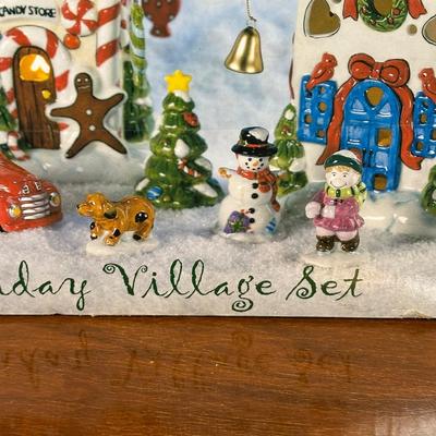 LOT 134B: Vintage Elements 12 Piece Holiday Village Set w/ Box