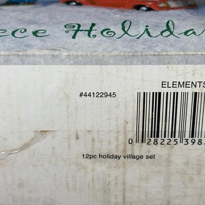 LOT 134B: Vintage Elements 12 Piece Holiday Village Set w/ Box