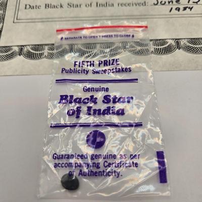 LOT 143L: Two Black Star of India Gems with COA and Two 1 Carat Emeralds with One COA