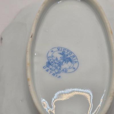 LOT 149L: Variety of Styles and Sizes of Plates Including Oval Trinket Dish from Austria and Flowered Dishes from Czechoslovakia