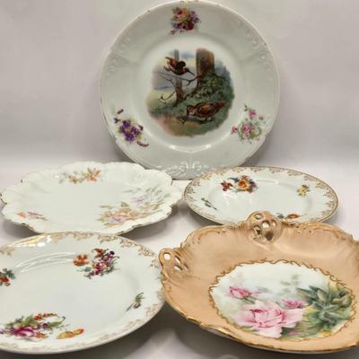 LOT 149L: Variety of Styles and Sizes of Plates Including Oval Trinket Dish from Austria and Flowered Dishes from Czechoslovakia
