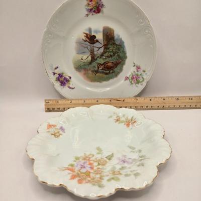 LOT 149L: Variety of Styles and Sizes of Plates Including Oval Trinket Dish from Austria and Flowered Dishes from Czechoslovakia
