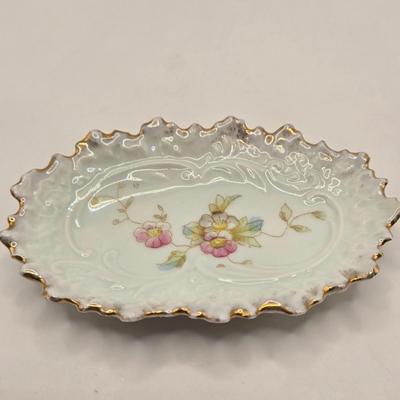 LOT 149L: Variety of Styles and Sizes of Plates Including Oval Trinket Dish from Austria and Flowered Dishes from Czechoslovakia