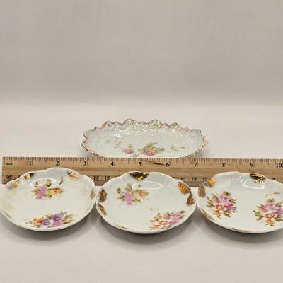 LOT 149L: Variety of Styles and Sizes of Plates Including Oval Trinket Dish from Austria and Flowered Dishes from Czechoslovakia