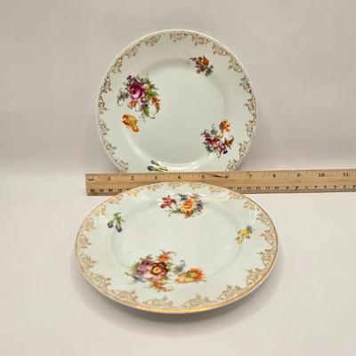 LOT 149L: Variety of Styles and Sizes of Plates Including Oval Trinket Dish from Austria and Flowered Dishes from Czechoslovakia