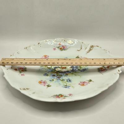 LOT 150L: Square Bavaria Serving Plate , Rose Serving Plate from Germany, and Other Flowered Plates