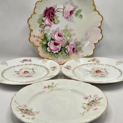 LOT 152L: Austria Hub Hand-painted Plate and More Flowered Plates