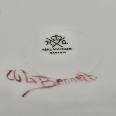 LOT 152L: Austria Hub Hand-painted Plate and More Flowered Plates