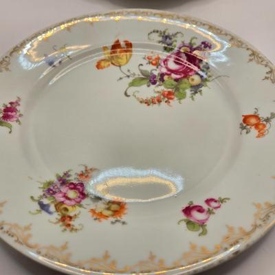 LOT 152L: Austria Hub Hand-painted Plate and More Flowered Plates