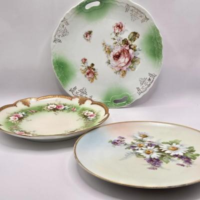 LOT 152L: Austria Hub Hand-painted Plate and More Flowered Plates