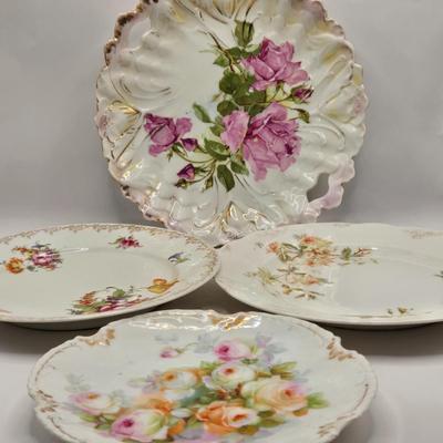 LOT 152L: Austria Hub Hand-painted Plate and More Flowered Plates