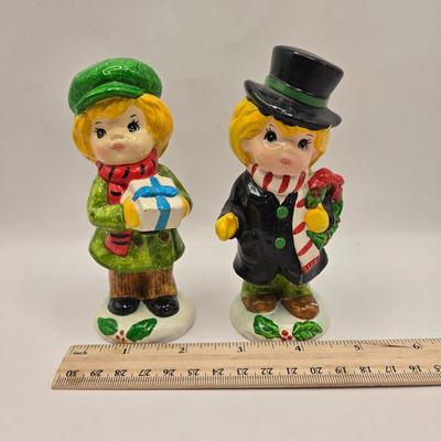 LOT 155L: Here We Come-A-Caroling. Vintage Caroling Figures