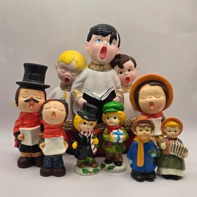 LOT 155L: Here We Come-A-Caroling. Vintage Caroling Figures