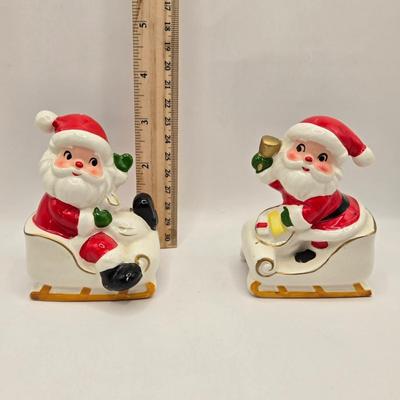 LOT 156L: Atlantic Mold Blonde Elf, Mr.&Mrs. Clause Salt & Pepper Shakers, More Christmas Figurines, and Angel Musical Figure