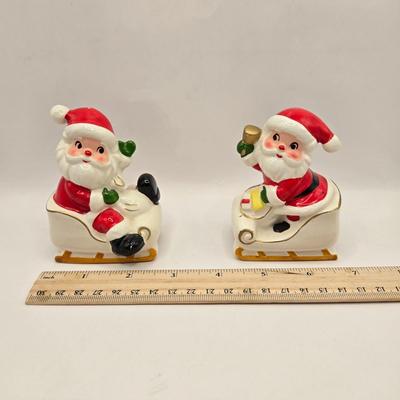 LOT 156L: Atlantic Mold Blonde Elf, Mr.&Mrs. Clause Salt & Pepper Shakers, More Christmas Figurines, and Angel Musical Figure