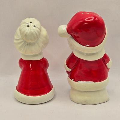 LOT 156L: Atlantic Mold Blonde Elf, Mr.&Mrs. Clause Salt & Pepper Shakers, More Christmas Figurines, and Angel Musical Figure