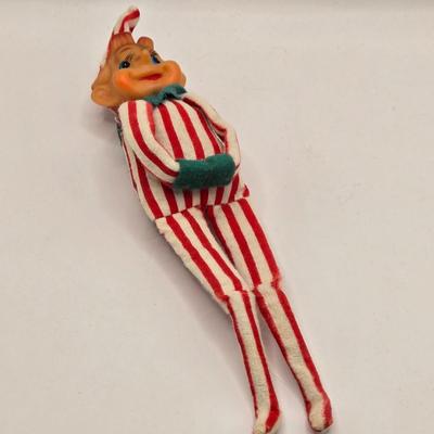 LOT 157L: Dakin Dream Pets Reindeer Pair, Vintage Cheinco Roly Poly Santa Claus, Roly Poly Plastic Santa, 1950s Poseable Elf, Boy That...