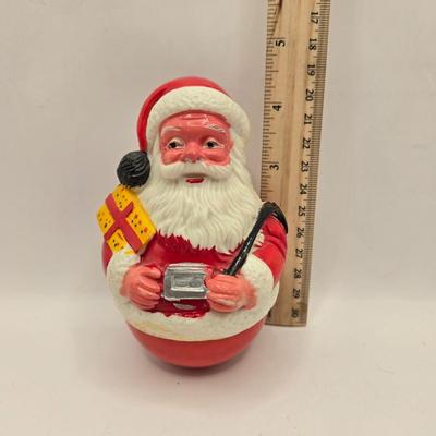 LOT 157L: Dakin Dream Pets Reindeer Pair, Vintage Cheinco Roly Poly Santa Claus, Roly Poly Plastic Santa, 1950s Poseable Elf, Boy That...