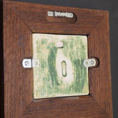 DOOR STUDIO POTTERY CERAMIC HAND-CRAFTED TILES /MATT GREEN GINGKO LEAVES -FRAMED