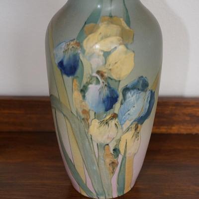 RARE 1920's WELLER HAND PAINTED /IRIS'S 15" VASE SIGNED SARAH REID MCLAUGLIN