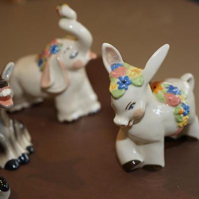 CERAMIC ARTS STUDIO CHARACERS. DONKEYS AND ELEPHANTS.