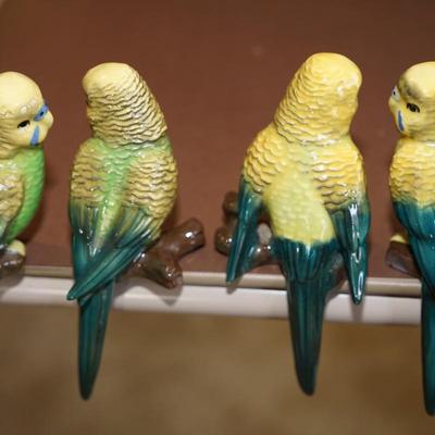 CERAMIC ARTS STUDIO SHELF SITTERS " PUDGIE AND BUDGIE" PARAKEETS