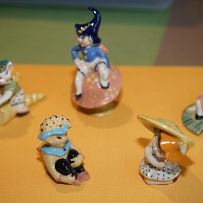 CERAMIC ARTS STUDIO MADISON, WI. PIXIES / FAIRIES AND KNOMES ON MUSHROOM PEDESTALS.