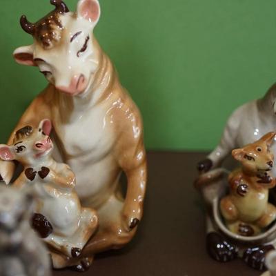 CERAMIC ARTS STUDIO MADISON, WI. STUDIO ANIMAL SALT AND PEPPER PAIRS/MOM W/ BABIES TO INCLUDE COW, KANGAROOM POLAR BEAR , MONKEY