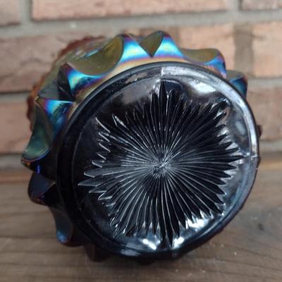 Grape and Cable Carnival Glass Vase- Possibly Northwood- Approx 4" Tall