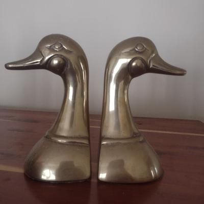 Brass Duck Head Bookends
