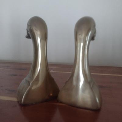 Brass Duck Head Bookends