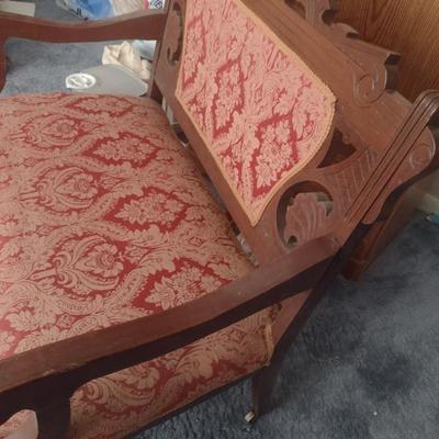 Vintage Eastlake Upholstered Bench