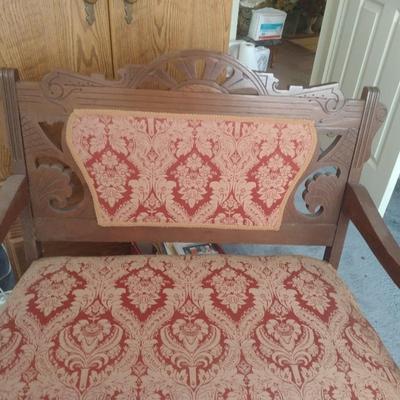 Vintage Eastlake Upholstered Bench