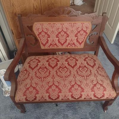 Vintage Eastlake Upholstered Bench