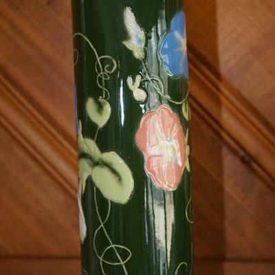 RARE CERAMIC ARTS STUDIO RARE CYLINDER VASE W/RAISED FLORALS BY "ZONA" LIBERACE