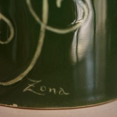 RARE CERAMIC ARTS STUDIO RARE CYLINDER VASE W/RAISED FLORALS BY "ZONA" LIBERACE