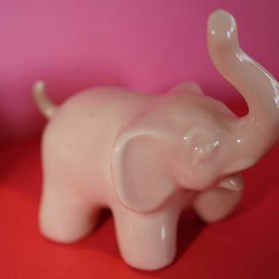 CERAMIC ARTS STUDIO CIRCUS CLOWN/ DOG SALT AND PEPPER & PINK ELEPHANT
