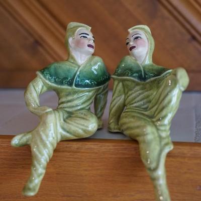 CERAMIC ARTS STUDIO DANCERS MICHELLE & MAURICE LIGHT GREEN 7" SHELF SITTERS
