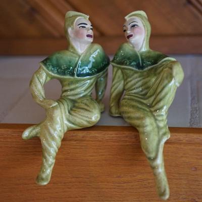 CERAMIC ARTS STUDIO DANCERS MICHELLE & MAURICE LIGHT GREEN 7" SHELF SITTERS