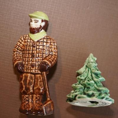 CERAMIC ARTS STUDIO LUMBERJACK AND PINE TREE SALT AND PEPPER