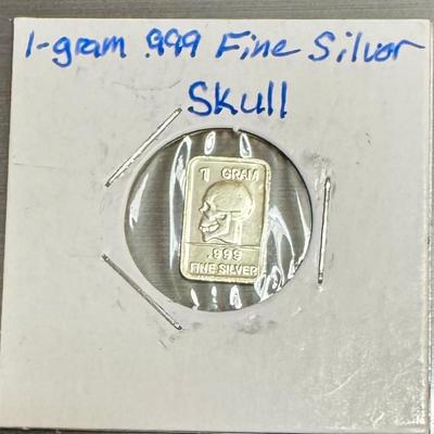Skull 1 gr. Of .999 Silver