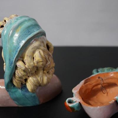 ESTHER SHIREY CERAMIC GLAZED SMALLER MASK FOR WALL PLAQUE AND BUST OF WOMEN OF THE MCM STYLE