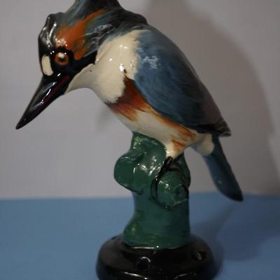 UNIQUE MUST SEE THIS WELLER POTTERY GLAZED KING FISHER FLOWER FROG - BRIGHTON LINE. 1930'S