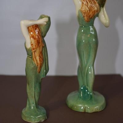 METLOX GLAZED "LADY WATER BEARER" PAIR 6 1/2" & 9 1/2"