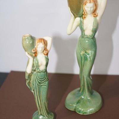 METLOX GLAZED "LADY WATER BEARER" PAIR 6 1/2" & 9 1/2"